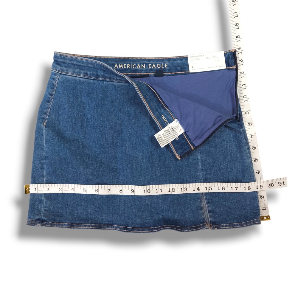 American Eagle High Rise Mini Skort Next Level Stretch Denim Blue Wash‎ Size 4 - Picture 9 of 10